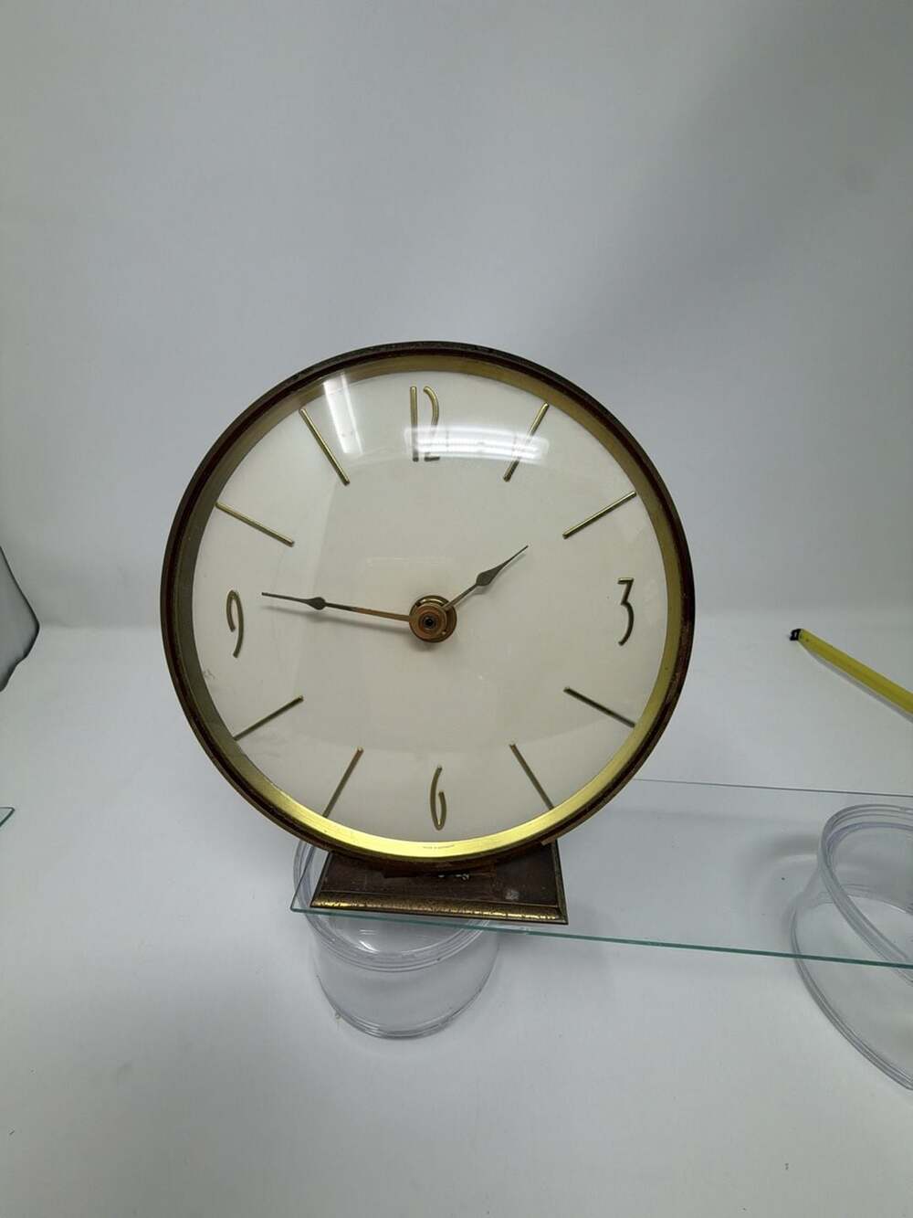 Vintage Kienzle Quartz Desk Clock Brass Round Face